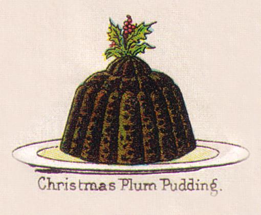 Christmas plum pudding with creme anglaise